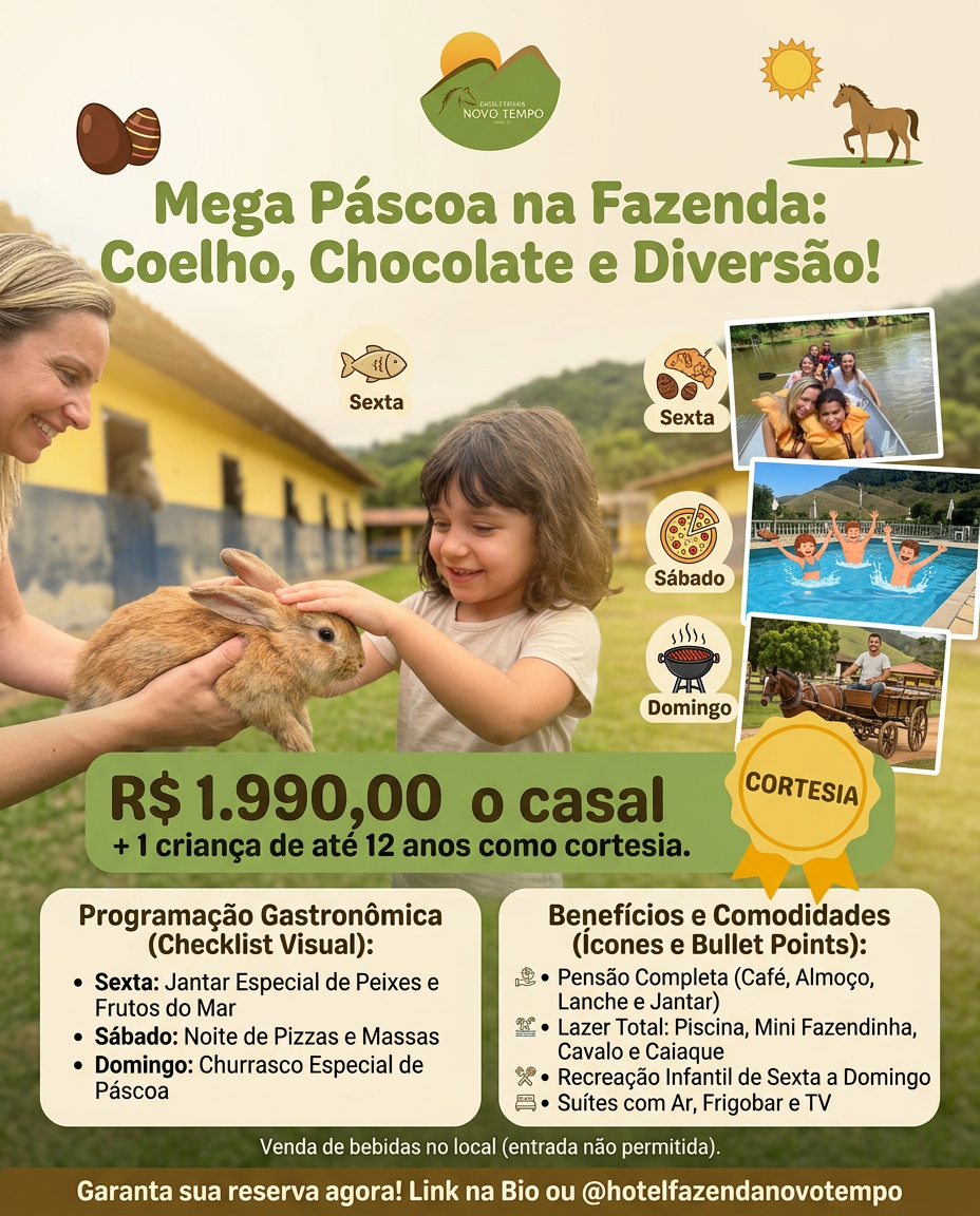 Entrada 10% - Páscoa 2026 - Sexta a Domingo - 03 a 05 de abril 2026